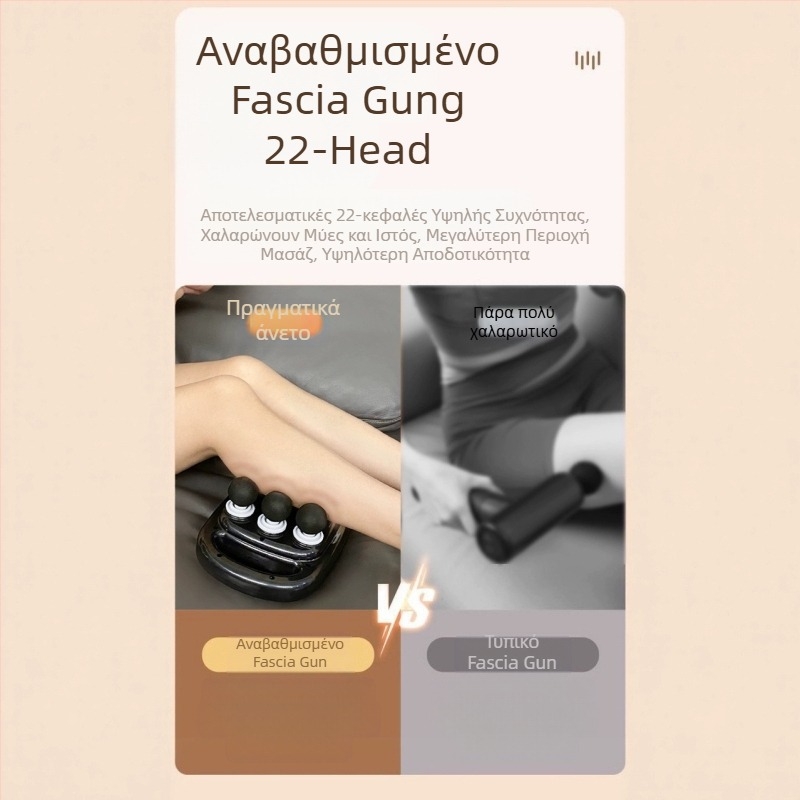 Μασάζ περιτονίας με 22 κεφαλές, μοτέρ με βούρτσες, LCD οθόνη, 5+ ταχύτητες, ενσωματωμένη μπαταρία