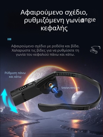 Φακός κεφαλής με κλιπ για το αυτί, φόρτιση με αισθητήρα κίνησης, ρυθμιζόμενο διπλό φως, αποσπώμενα αριστερά και δεξιά μοντέλα, Rui gu