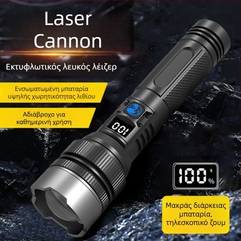 Φακός LED με χειροκίνητη φόρτιση και οπτικό zoom, 10W, 1800mAh, εμβέλεια 500 m