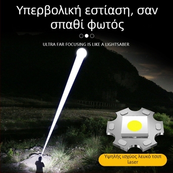 Φακός LED με χειροκίνητη φόρτιση και οπτικό zoom, 10W, 1800mAh, εμβέλεια 500 m
