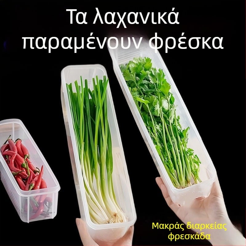 Κουτί αποθήκευσης ψυγείου για κόλιανδρο και πράσα — σκανδιναβικού ύφους, ασημί μέταλλο, μη τυποποιημένο σχήμα