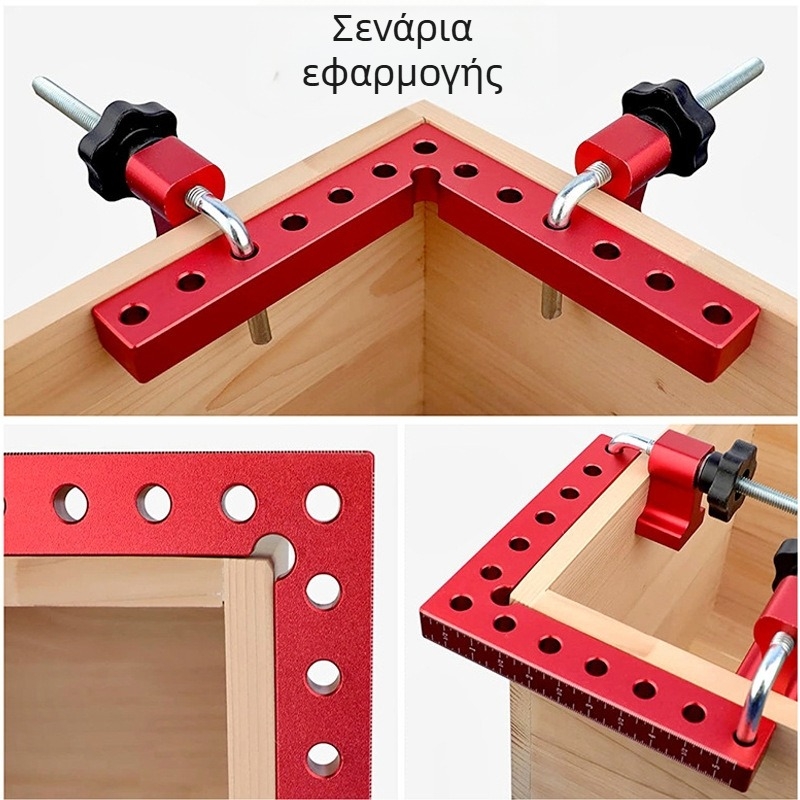 Σφιγκτήρας ξυλουργίας με μπλοκ τοποθέτησης 90°, κατασκευή από κράμα αλουμινίου, συμβατός με προφίλ εξώθησης αλουμινίου, τύπος κλίμακας