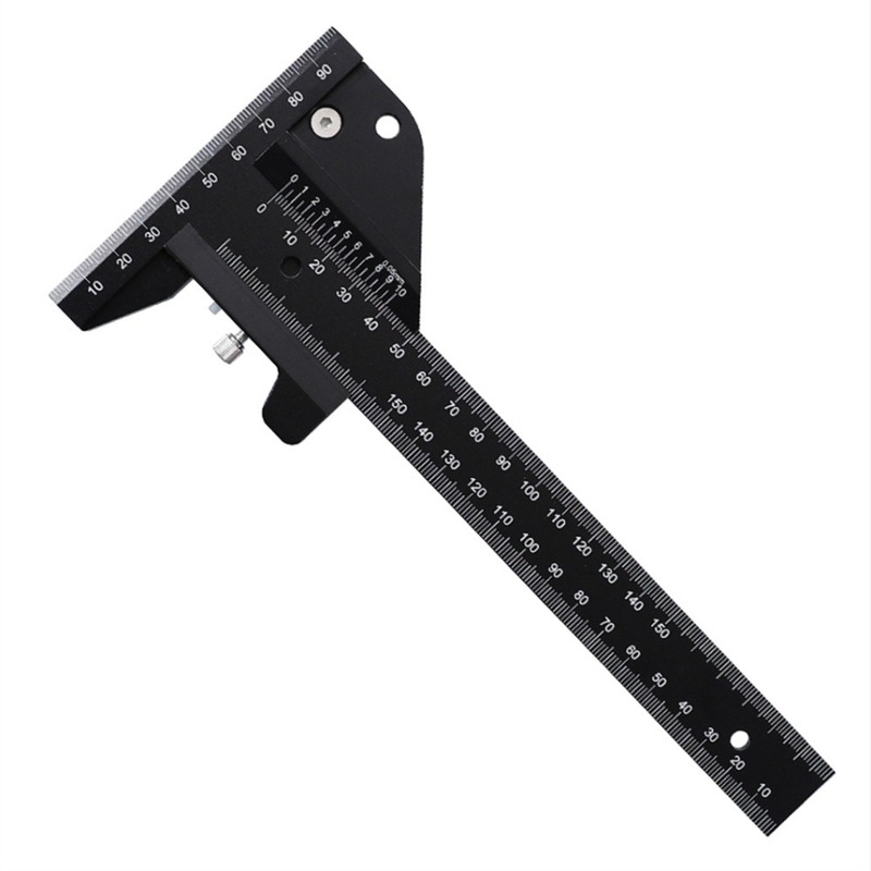 Ξυλουργικός πολυλειτουργικός κανόνας χάραξης, αλουμινίου κράμα, Τ-σχήματος γωνιακός κανόνας, μοντέλο 210/280, ακρίβεια 0.05 mm