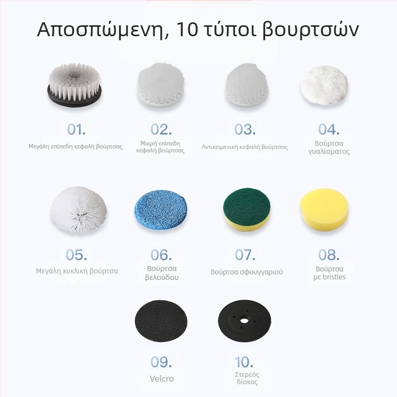 Ηλεκτρική πολυλειτουργική βούρτσα καθαρισμού, βούρτσα τρίψιμο δαπέδου, επαναφορτιζόμενη μέσω USB, μηχανική λειτουργία, μοντέλο 906, χρόνος λειτουργίας μικρότερος των 2 ωρών