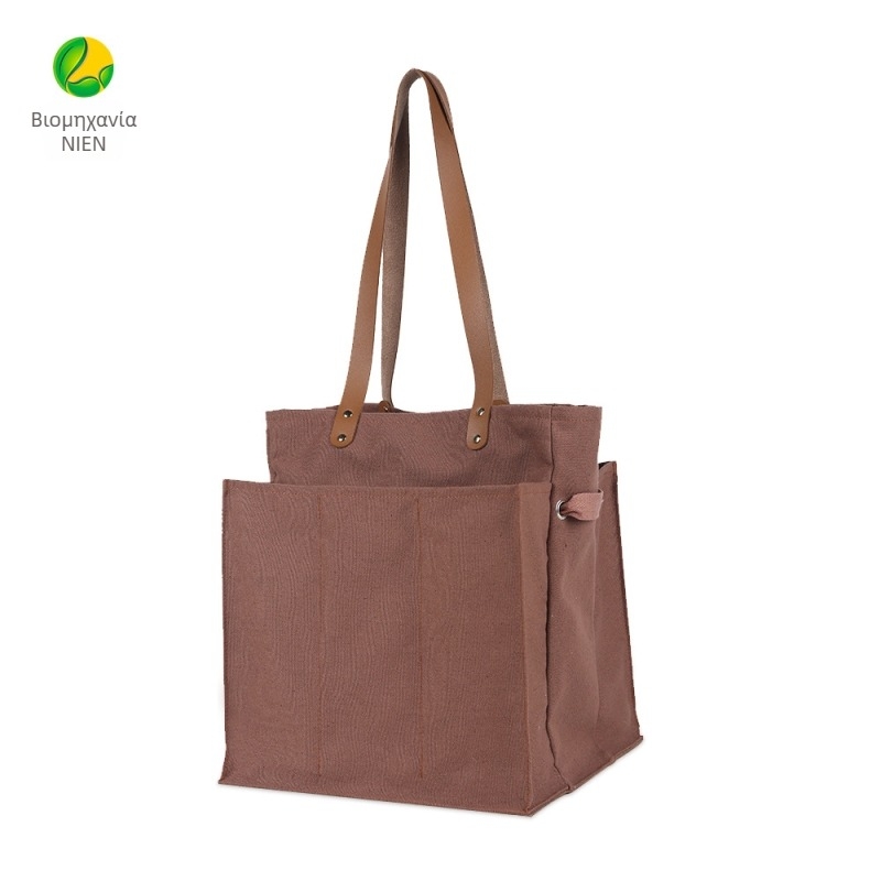 Διαχωρισμένη τσάντα καμβά για ψώνια με φορητό δερμάτινο σχέδιο για αποθήκευση – 100% βαμβάκι; βάση και πλαϊνά πάνελ; εκτύπωση θερμικής μεταφοράς; βάρος 340 g