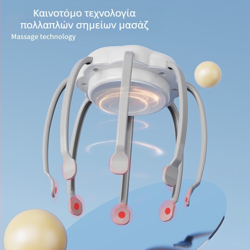 Μασάζ κεφαλής με δόνηση, επαναφορτιζόμενο, μοντέλο QS-108, έλεγχος με κουμπιά (QS-108, επαναφορτιζόμενο, δόνηση, έλεγχος με κουμπιά)