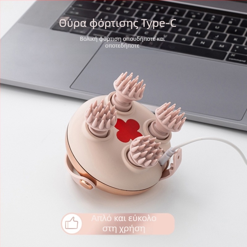 Συσκευή μασάζ κεφαλής με μασάζ ζύμωσης, επαναφορτιζόμενη μπαταρία, έλεγχο με κουμπί, GX-610