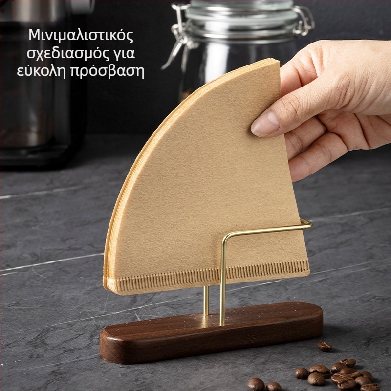 Στήριγμα φίλτρου καφέ, κάθετος σε σχήμα V, γενικής χρήσης, από καρυδιά και ανοξείδωτο χάλυβα, κατάλληλο για V60 φίλτρα