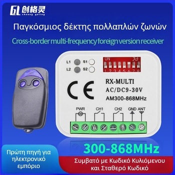 Ασύρματος διακόπτης ελέγχου με τηλεχειριστήριο για πρόσβαση - CE πιστοποίηση, λειτουργία από -20 έως 50°C; κατάλληλο για γκαράζ πόρτες, φραγμούς και έλεγχο φωτισμού.