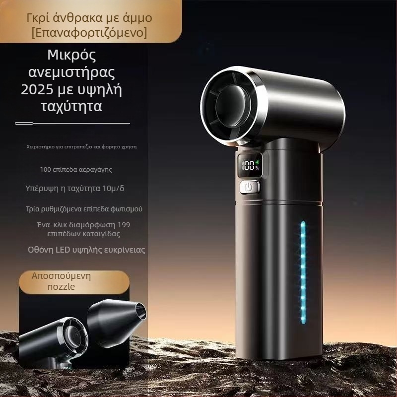 Φορητός ανεμιστήρας με brushless κινητήρα, ενσωματωμένη μπαταρία 6000mAh, USB τροφοδοσία, περίβλημα ABS, 6+ λεπίδες, θόρυβος 60–70 dB