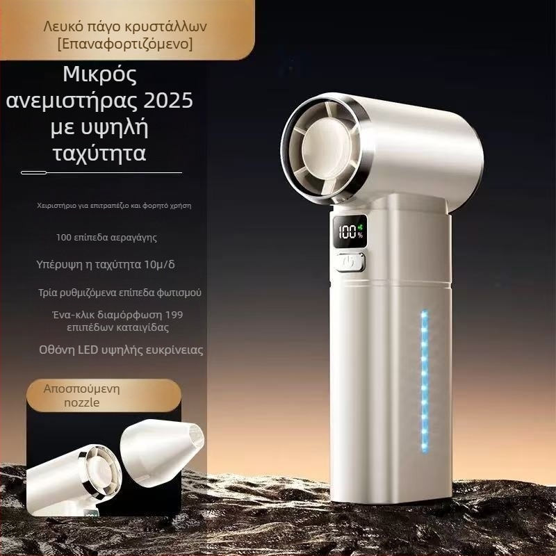 Φορητός ανεμιστήρας με brushless κινητήρα, ενσωματωμένη μπαταρία 6000mAh, USB τροφοδοσία, περίβλημα ABS, 6+ λεπίδες, θόρυβος 60–70 dB