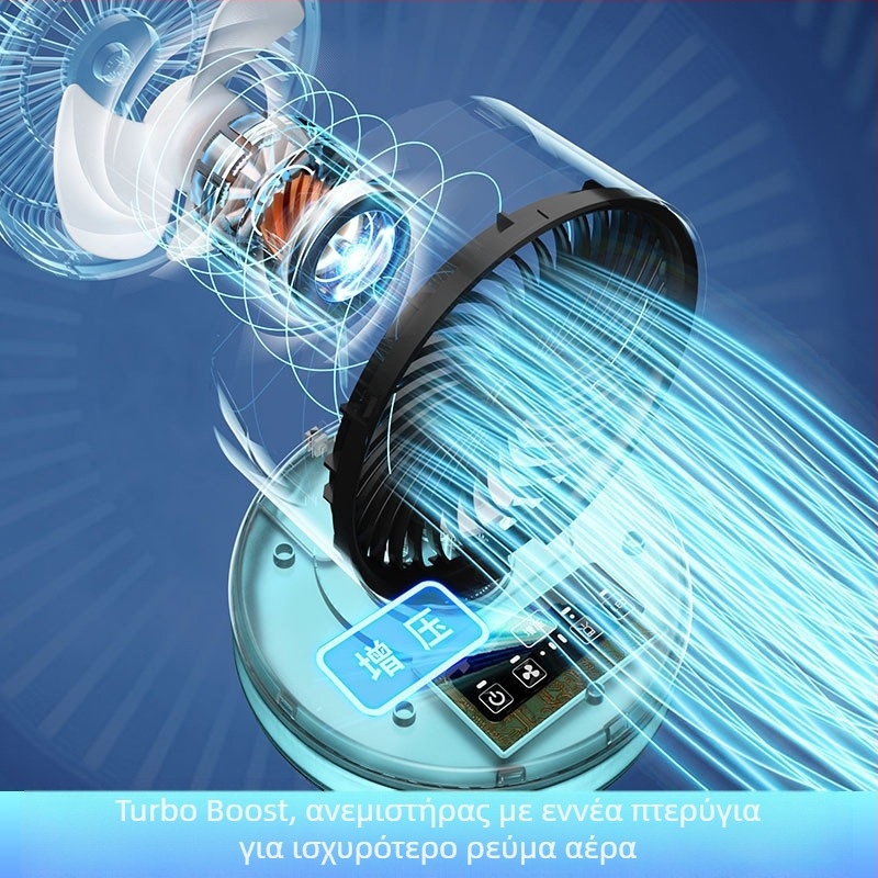 USB επιτραπέζιος ανεμιστήρας με διπλωτή κατασκευή για κυκλοφορία αέρα, ήσυχος τουρμπινικός σχεδιασμός, 3 ταχύτητες, 21×21×32 εκ