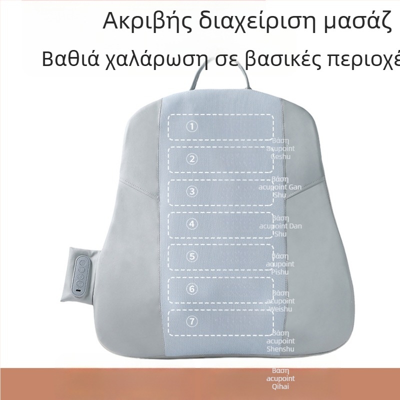 Μασάζ μαξιλάρι μέσης και ράχης με 2 κεφαλές μασάζ, ζύμωμα, θερμική συμπίεση με κόκκινο φως, υπέρυθρη θεραπεία, για οικιακή και αυτοκινήτου χρήση