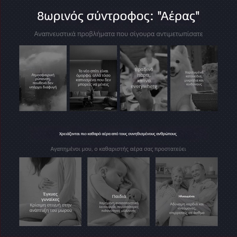 Οικιακός καθαριστής αέρα – Αφαίρεση φορμαλδεΰδης, Χαμηλός θόρυβος (<36 dB), 50 m³/h, Κάλυψη έως 10 τ.μ., Σύνθετο φίλτρο