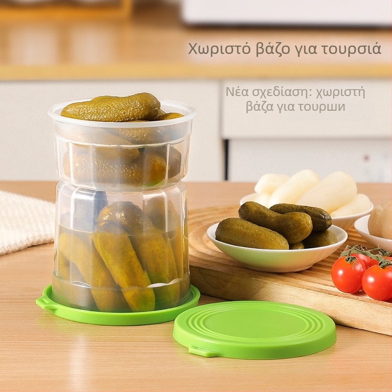 Διαχωριστικό βάζο συντήρησης με διαχωρισμό στεγνό/υγρό για ψυγείο — στρογγυλό σχήμα, υλικό PP σιλικόνη, χωρητικότητα 1–2 L