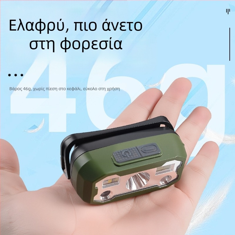 LED κεφαλικός φακός, 5W, επαναφορτιζόμενος μέσω Type-C, μπαταρία Li-ion υψηλής πυκνότητας, εμβέλεια 200-500 m