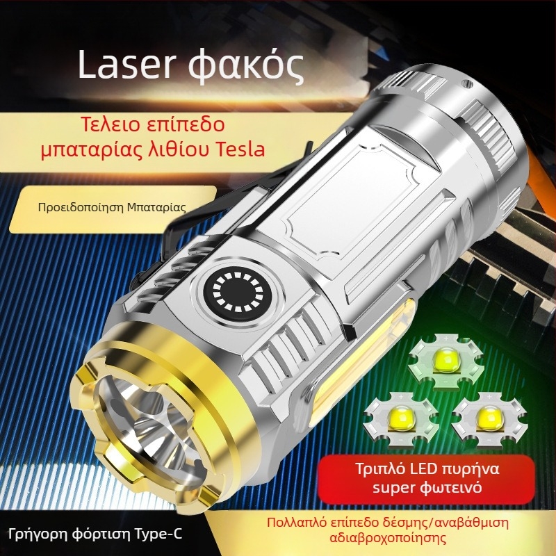 Φακός LED με κλιπ για καπέλο, 5W, επαναφορτιζόμενος, πλαστικό σώμα, εμβέλεια 50–100 m