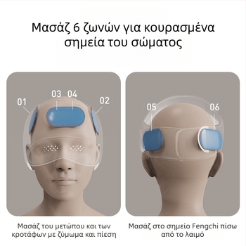 Μασάζ κεφαλής με ενσωματωμένο κράνος για κεφάλι και μάτια, μασάζ με αεροσάκο, επαναφορτιζόμενος, 3 ταχύτητες, έλεγχος με κουμπί, μοντέλο HD-01