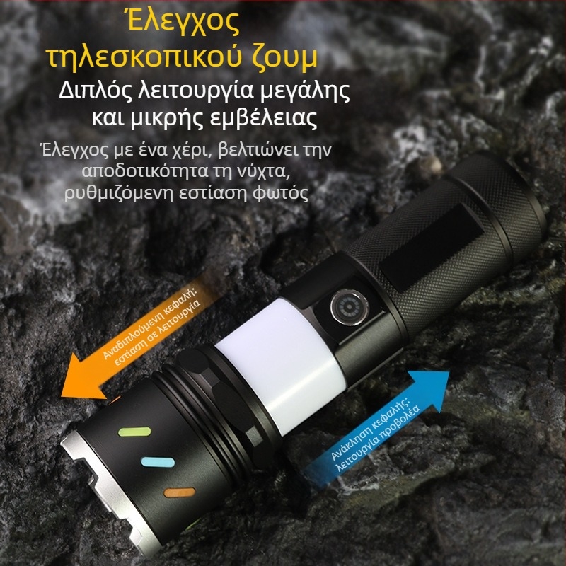 Xintu φανάρι-λαμπτήρας κάμπινγκ από κράμα αλουμινίου, 4500mAh, LED 30W, τηλεσκοπικό ζουμ, 360° περιστροφή, χειροκίνητη φόρτιση