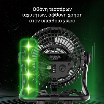 Επιτραπέζιος USB ανεμιστήρας με 3 πτερύγια, brushless κινητήρας, ενσωματωμένη μπαταρία 2000–4000mAh, 3 ταχύτητες, ήσυχη λειτουργία