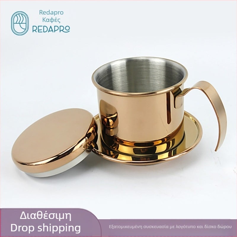 Κανάκι καφέ φίλτρου από 304 ανοξείδωτο ατσάλι, χειροκίνητη παρασκευή, απλός σχεδιασμός, κατάλληλο για καφέ, εξατομικεύσιμο