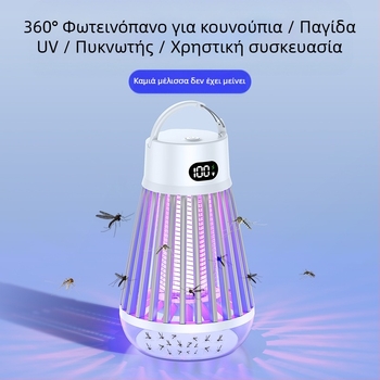 Λάμπα εξόντωσης κουνουπιών, φορητή ηλεκτρονική συσκευή για εξωτερικούς/εσωτερικούς χώρους, μοντέλο J03, σωληνάριο με μωβ φωτεινά σφαιρίδια, 3.7V, δυνατότητα παραμετροποίησης