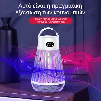 Λάμπα εξόντωσης κουνουπιών, φορητή ηλεκτρονική συσκευή για εξωτερικούς/εσωτερικούς χώρους, μοντέλο J03, σωληνάριο με μωβ φωτεινά σφαιρίδια, 3.7V, δυνατότητα παραμετροποίησης
