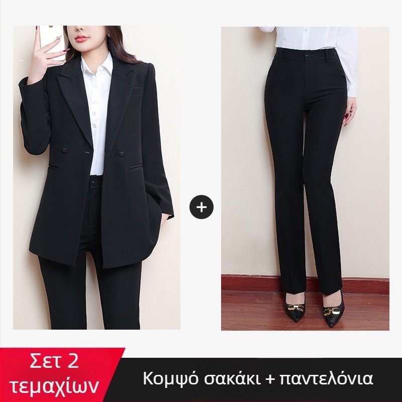 Γυναικείο σακάκι κοστουμιού, πολυεστέρα/ελαστάνη μείγμα, επαγγελματικό στυλ, γιακά κοστουμιού, μακριά μανίκια