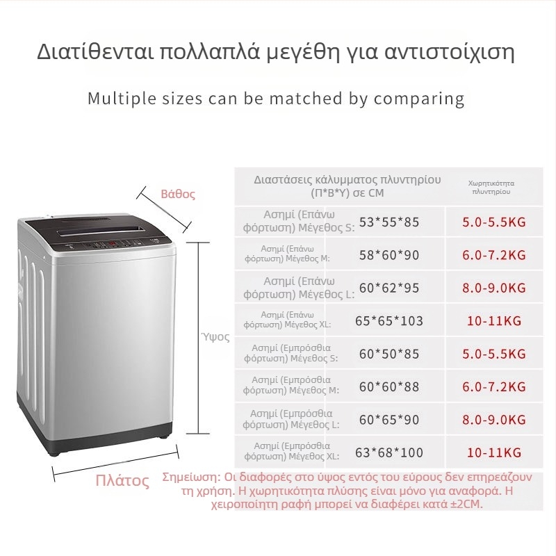 Αδιάβροχο κάλυμμα πλυντηρίου Haier Little Swan, επάνω φόρτωση, UV-ανθεκτικό, καθολικό