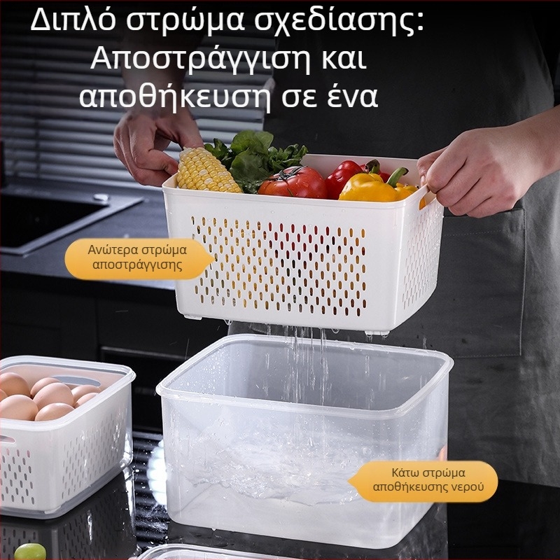 Πλαστικό κλειστό κουτί γεύματος με χειρολαβή και κάδο αποστράγγισης, συμβατό με φούρνο μικροκυμάτων, ορθογώνιο μπέντο δοχείο