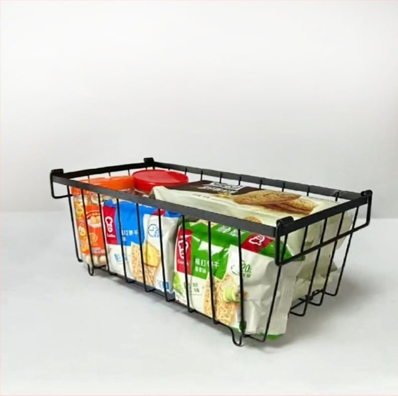 Μεταλλικό καλάθι αποθήκευσης κατάψυξης για κουζίνα και ψυγείο, οργάνωση αποθήκευσης, μοντέρνος μινιμαλιστικός σχεδιασμός, χωρίς συναρμολόγηση