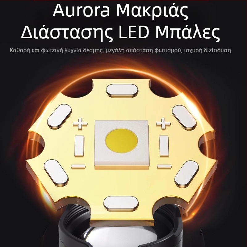 Φακός LED για κάμπινγκ και εξωτερικούς χώρους – 20W, επαναφορτιζόμενος, μπαταρία 18650/26650, περιστροφή 360°, εμβέλεια ≥500 m