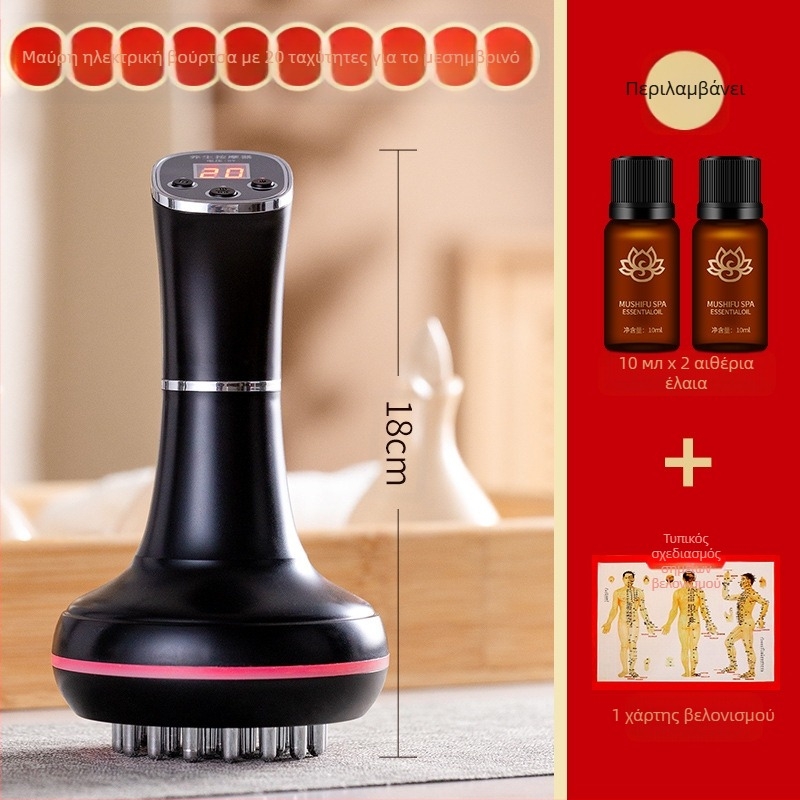 Ηλεκτρική βούρτσα με μεσημβρινό και μασάζ κοιλιάς με 20 ταχύτητες, θεραπεία με φως και ζεστή συμπίεση – οικιακή χρήση (20 ταχύτητες; θεραπεία με φως; ζεστή συμπίεση)