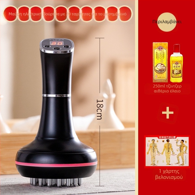 Ηλεκτρική βούρτσα με μεσημβρινό και μασάζ κοιλιάς με 20 ταχύτητες, θεραπεία με φως και ζεστή συμπίεση – οικιακή χρήση (20 ταχύτητες; θεραπεία με φως; ζεστή συμπίεση)