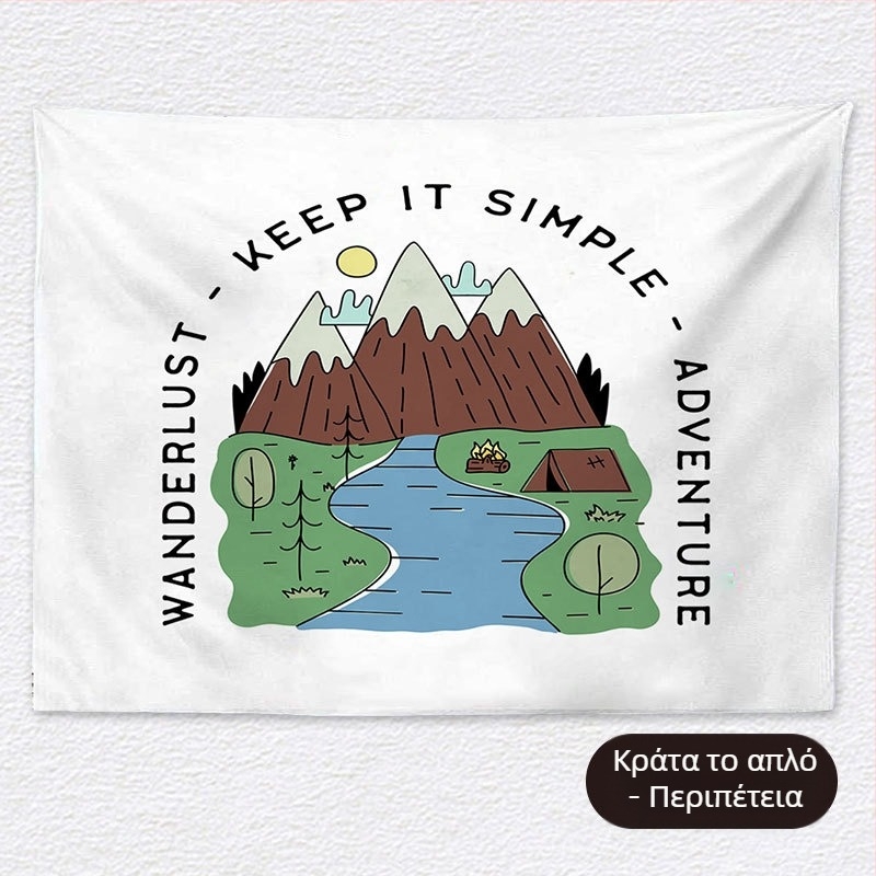 Ταπισέρι φόντου για χαλαρό κάμπινγκ – κοντό plush ύφασμα, 100% πολυεστέρα, ορθογώνιο σχήμα, μοτίβο τοπίου, ψηφιακή μεταφορά θερμότητας