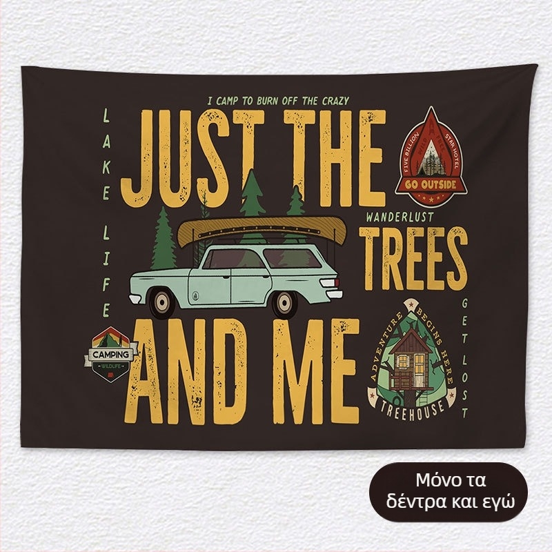 Ταπισέρι φόντου για χαλαρό κάμπινγκ – κοντό plush ύφασμα, 100% πολυεστέρα, ορθογώνιο σχήμα, μοτίβο τοπίου, ψηφιακή μεταφορά θερμότητας