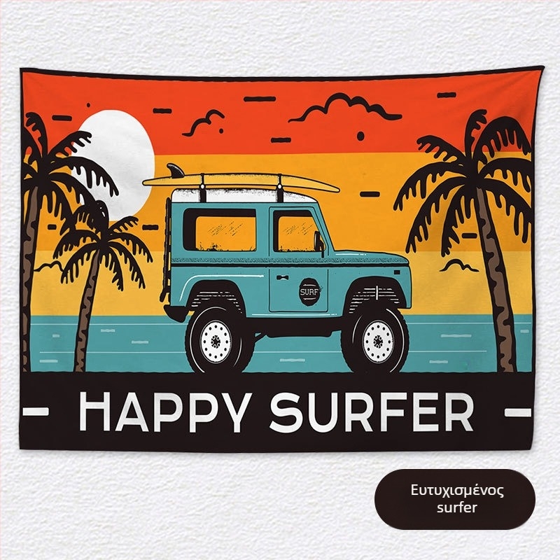 Ταπισέρι φόντου για χαλαρό κάμπινγκ – κοντό plush ύφασμα, 100% πολυεστέρα, ορθογώνιο σχήμα, μοτίβο τοπίου, ψηφιακή μεταφορά θερμότητας