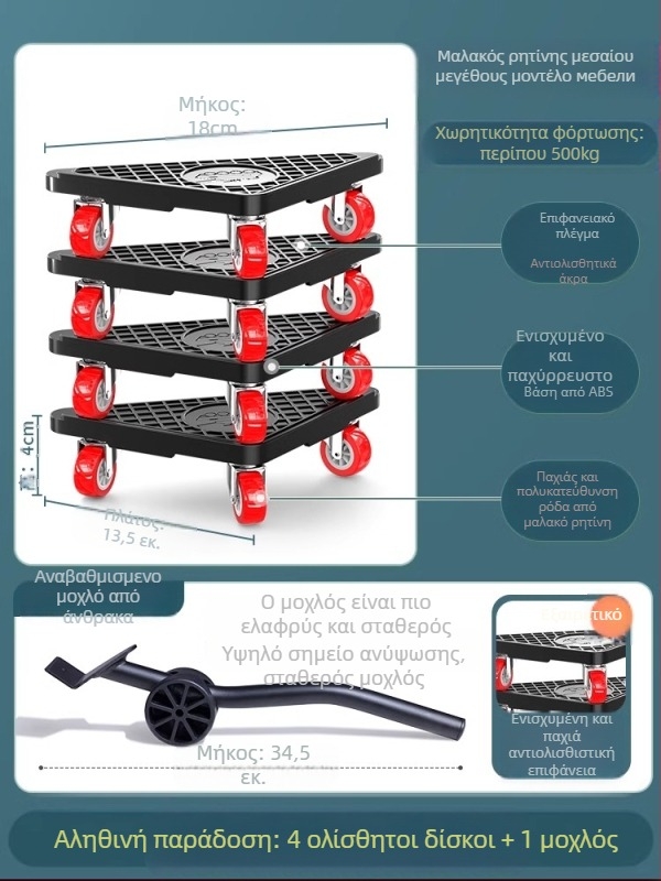 Μετακινούμενη βάση με περιστρεφόμενους τροχούς για μετακίνηση βαρέων επίπλων και ψυγείων