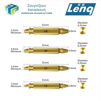 Εξαγωγέ βιδών για σπασμένες βίδες, διπλής κεφαλής, σετ εργαλείων σε κουτί, βάρος 0,08 kg, ελάχιστο πακέτο 4