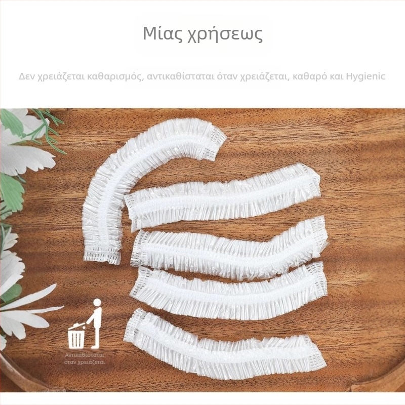 Καπέλο ντους μίας χρήσης, αδιάβροχο και ανθεκτικό στα λίπη, διαφανές PE, καθολικό, κανονικού πάχους