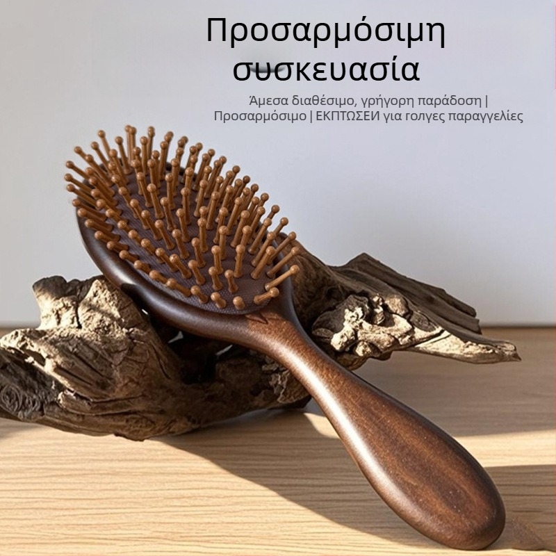 Οβάλ χτένα από σανταλόξυλο με ανάγλυφο Φοίνικα και αερόκεντρο μασάζ για τα μεσημβρινά σημεία του τριχωτού της κεφαλής, Yixuan, Τζίνχα