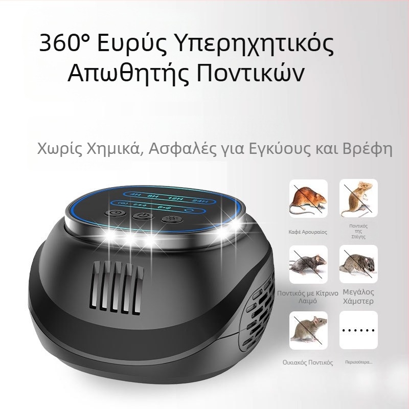 Υπερηχητικός απωθητής ζώων με χρονοδιακόπτη και τετράπλευρα LED φώτα