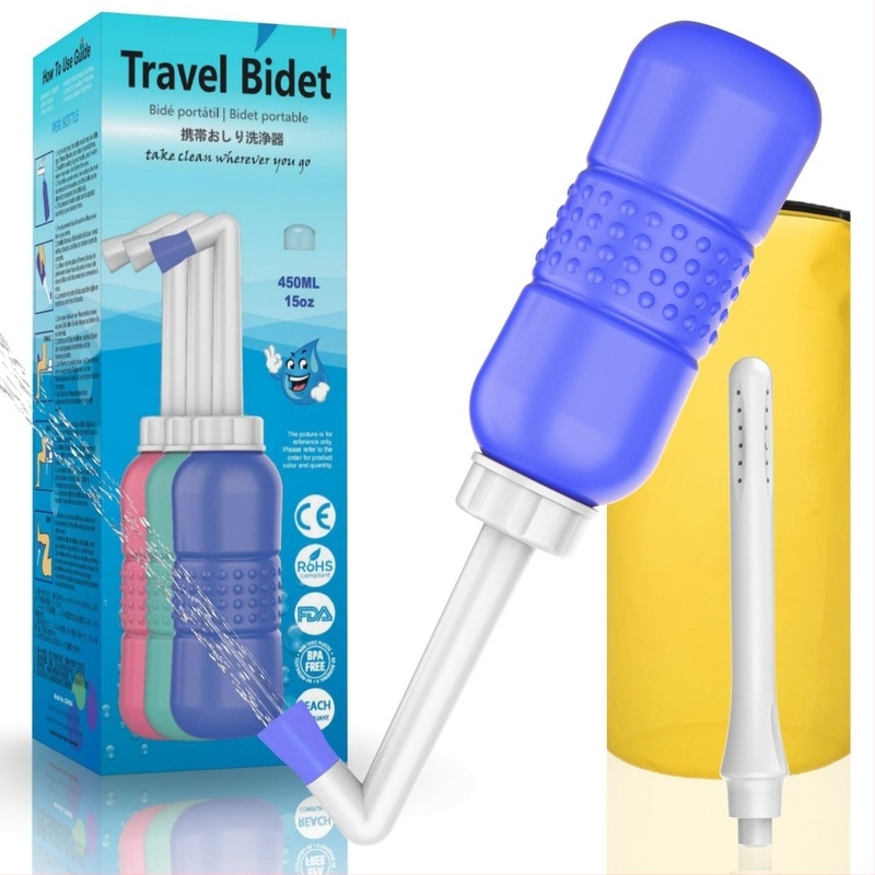 AQUARINSE φορητός χειροκίνητος υγιεινός καθαριστής για ευαίσθητες περιοχές, PP+EVA, 2 ακροφύσια (μακρύ και κοντό), πιέστε για έκπλυση