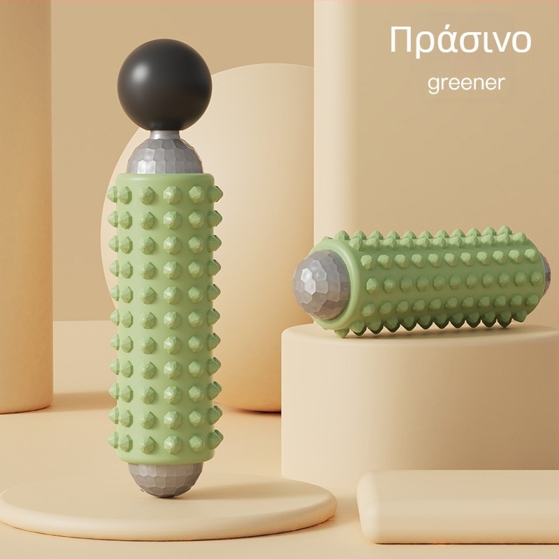 Ηλεκτρική ράβδος μασάζ για γυμναστική και γιόγκα, τροφοδοσία USB, μηχανικός έλεγχος, μεταβλητή ταχύτητα, 4 στρογγυλές κεφαλές μασάζ, μορφή ορθογώνιο τραπεζοειδές, κατάλληλη για κεφάλι, λαιμό, μέση και ισχίο.