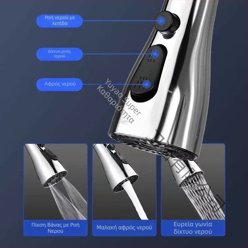 CJ-76 Κουζίνας κεφαλή κατά των ψεκασμών με παγκόσμιο επεκτατήρα, σπειροειδής εγκατάσταση, τύπος άξονας-κυλινδρικός βαλβίδας, ηλεκτροπλατινωμένο φινίρισμα