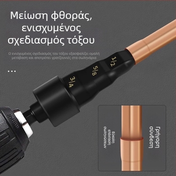 Σετ εργαλείων διαστολής σωλήνων από χαλκό, με χειροκίνητο τρυπάνι και ρεάμερ, αγγλικές διαστάσεις, κατάλληλο για ψυγεία και κλιματισμό, από ανθρακούχο ατσάλι