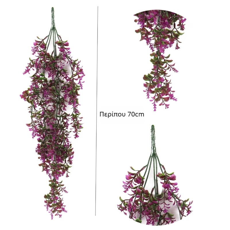 Τεχνητό φυτό από ράταν για κρεμαστό τοίχο — προσομοιωμένο φυτό, πλαστικά λουλούδια, ημιχειρονακτική κατασκευή