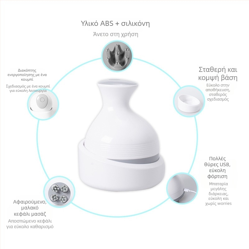 Μασάζ κεφαλής για κατοικίδια με καθαρισμό του τριχώματος γάτας και μασάζ πιεζόμενων σημείων με οκτώ βραχίονες – ηλεκτρικός μασάζ με IK-T1, φόρτιση, έλεγχος από υπολογιστή, 3 ταχύτητες, δόνηση