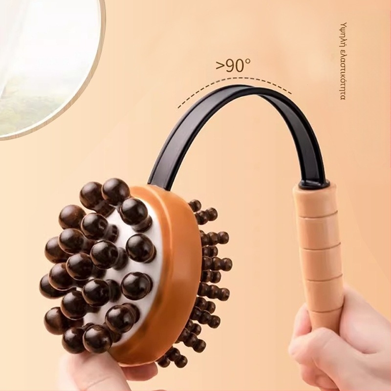 Ξύλινο σφυρί μασάζ με αεροσακούλα και κεφαλές μασάζ από σιλικόνη — μηχανικός έλεγχος, μεταβλητή ταχύτητα, κατάλληλο για κεφάλι, λαιμό, πλάτη, μέση, γοφούς, πόδια και πέλτες