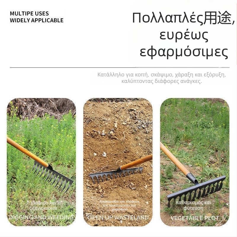 Κηπουρικό σπειροειδές ραβδί από μανγκάνιο ατσάλι με ξύλινο χειρισμό, συγκολλημένο και χειροποίητα σφυρηλατημένο, για γεωργική και κηποτεχνική χρήση